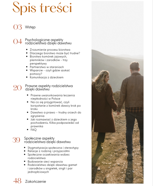 rodzicielstwo dzięki dawstwu gamet i zarodków - spis treści